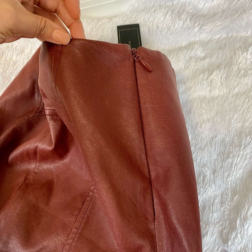 BCBGMAXAZRIA Hot Chocolate Leather Mini Skirt NWT - Picture 11 of 13